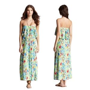 Nordstrom American Twist Tropical Strapless Ruffle Popover Maxi Dress Large